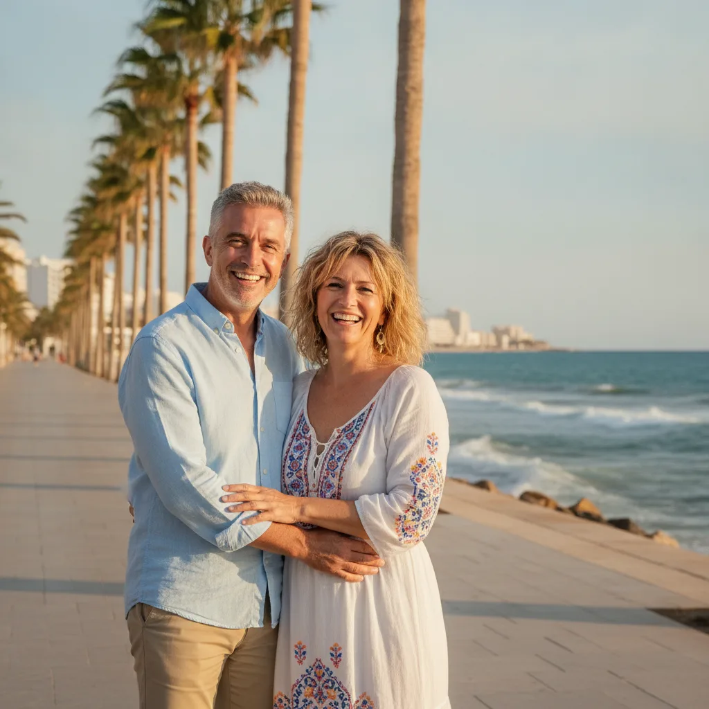 Pareja disfrutando de la costa de Torrevieja, Costa Blanca